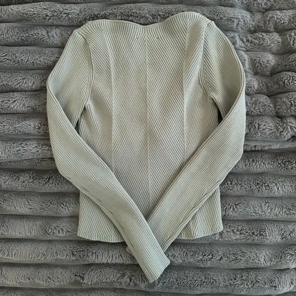 Who What Wear Olive Green Ribbed Knit Top - Picture 4 of 4